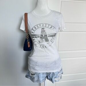 Aeropostale White Tee with Silver Logo